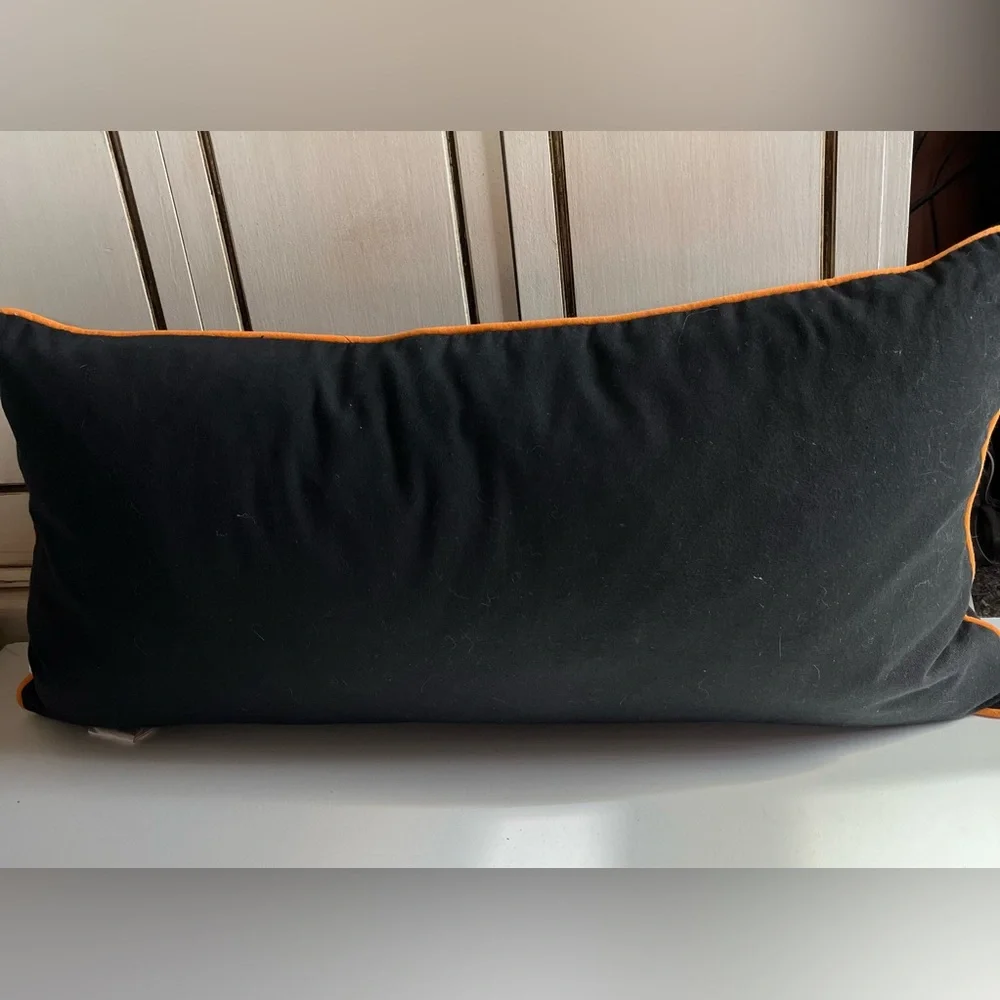 Isaac Mizrahi Large Lumbar Pillow Embroidered Halloween Village Candy Lane